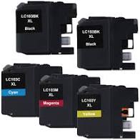 Premium Quality (2) Black, (1) Cyan, (1) Magenta, (1) Yellow High Capacity Inkjet Cartridges compatible with Brother LC-103Bk (LC-103M)