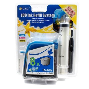 Premium Quality Tri-Color Eco Refill System compatible with Canon CL-41 (CL-51) (8 refills/kit)